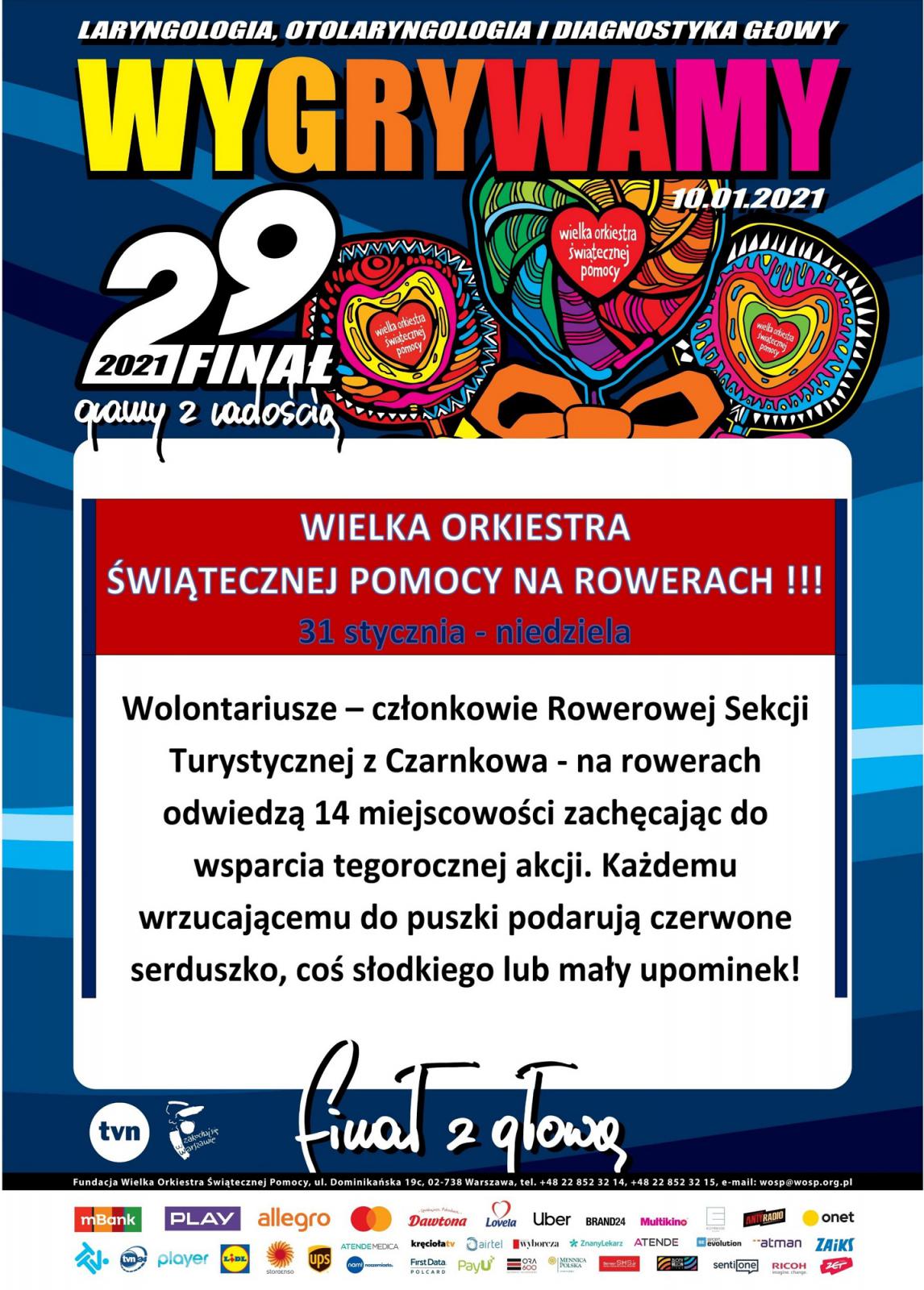 Plakat promójący 29 finał WOŚP oraz opis organizacji zbiórek